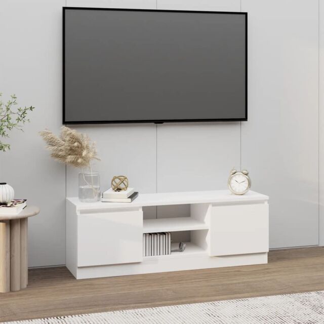 Berkfield Home TV Cabinet with Door White 102x30x36 cm - Size: 102 x 30 x 36 cm - image 1