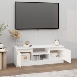 Berkfield Home TV Cabinet with Door White 102x30x36 cm - Size: 102 x 30 x 36 cm - thumbnail 3