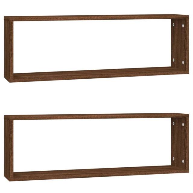 Berkfield Home Wall Cube Shelves 2 pcs Brown Oak 80x15x26.5 cm Engineered Wood - image 1