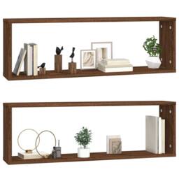 Berkfield Home Wall Cube Shelves 2 pcs Brown Oak 80x15x26.5 cm Engineered Wood - thumbnail 4
