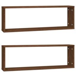 Berkfield Home Wall Cube Shelves 2 pcs Brown Oak 80x15x26.5 cm Engineered Wood - thumbnail 1