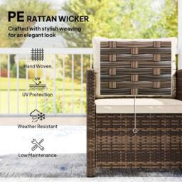 OUTSUNNY Rattan Garden Furniture Bistro Set with Cushion in Dark Brown - thumbnail 6