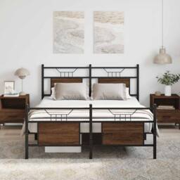 Berkfield Home Bed Frame without Mattress Brown Oak 140x200 cm Engineered Wood - thumbnail 4