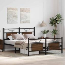 Berkfield Home Bed Frame without Mattress Brown Oak 140x200 cm Engineered Wood - thumbnail 5