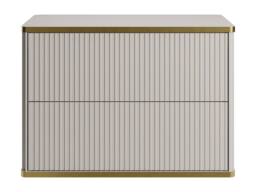 Vente-unique Fluted Wall-Hung Vanity Unit With Gold Trim - Beige - W80 Cm - KELIZA - thumbnail 4