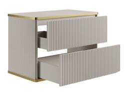 Vente-unique Fluted Wall-Hung Vanity Unit With Gold Trim - Beige - W80 Cm - KELIZA - thumbnail 6