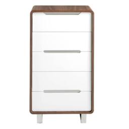 Angel Cerda 5-Drawer Chiffonier - Walnut Veneer & White MDF in Brown - thumbnail 2