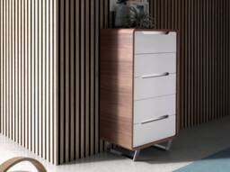 Angel Cerda 5-Drawer Chiffonier - Walnut Veneer & White MDF in Brown - thumbnail 3
