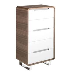 Angel Cerda 5-Drawer Chiffonier - Walnut Veneer & White MDF in Brown