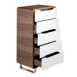 Angel Cerda 5-Drawer Chiffonier - Walnut Veneer & White MDF in Brown - thumbnail 5