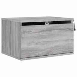 Berkfield Home Durable Wall-mounted Bedside Cabinet with LED Lights Grey Sonoma - thumbnail 1