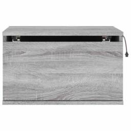 Berkfield Home Durable Wall-mounted Bedside Cabinet with LED Lights Grey Sonoma - thumbnail 7