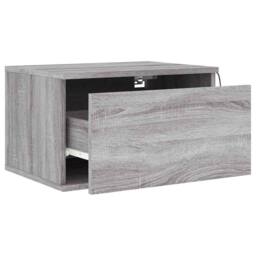 Berkfield Home Durable Wall-mounted Bedside Cabinet with LED Lights Grey Sonoma - thumbnail 6