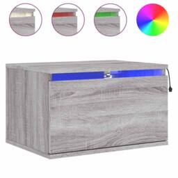 Berkfield Home Durable Wall-mounted Bedside Cabinet with LED Lights Grey Sonoma - thumbnail 3