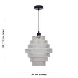 First Choice Lighting Set of 2 Benson - 7 Tier Large Glass & Black Ceiling Pendant Lights in Clear - thumbnail 6