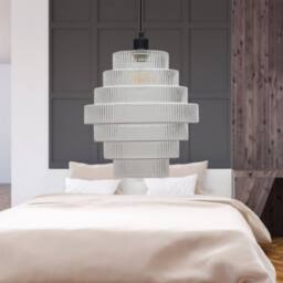 First Choice Lighting Set of 2 Benson - 7 Tier Large Glass & Black Ceiling Pendant Lights in Clear - thumbnail 5