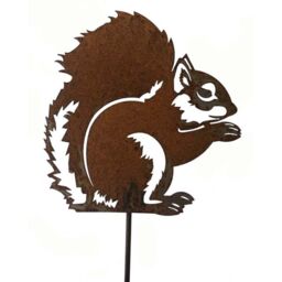 Poppyforge Squirrel on Stake - Steel - W20.3 x H20.3 cm - Antique Black in Brown