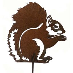 Poppyforge Squirrel on Stake - Steel - W20.3 x H20.3 cm - Antique Black in Brown - thumbnail 2