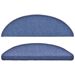 Berkfield Home Carpet Stair Treads 15 pcs Blue 56x17x3 cm - Size: Medium - thumbnail 4