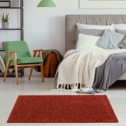 THE RUGS Terra Plain Soft High Pile Shaggy Rugs & Runners Living Room Bedroom in Terracotta - Size: 120 cm x 120 cm - thumbnail 8
