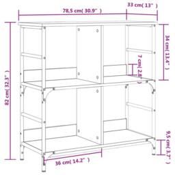 Berkfield Home Bookshelf Grey Sonoma 78.5x33x82 cm Engineered Wood - thumbnail 9