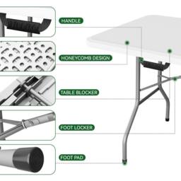 MCC Direct 6ft Folding Table & benches Indoor Outdoor Garden Event Table White - thumbnail 3