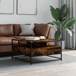 Berkfield Home Coffee Table Smoked Oak 80x80x45 cm Engineered Wood in Brown - Size: 80 x 80 x 45 cm - thumbnail 1