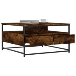 Berkfield Home Coffee Table Smoked Oak 80x80x45 cm Engineered Wood in Brown - Size: 80 x 80 x 45 cm - thumbnail 4