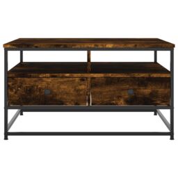 Berkfield Home Coffee Table Smoked Oak 80x80x45 cm Engineered Wood in Brown - Size: 80 x 80 x 45 cm - thumbnail 6