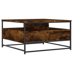 Berkfield Home Coffee Table Smoked Oak 80x80x45 cm Engineered Wood in Brown - Size: 80 x 80 x 45 cm - thumbnail 2