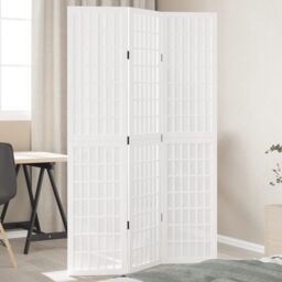 Berkfield Home Room Divider 3 Panels White Solid Wood Paulownia - thumbnail 1