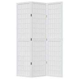 Berkfield Home Room Divider 3 Panels White Solid Wood Paulownia - thumbnail 4