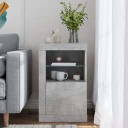Berkfield Home Side Cabinet with LED Lights Concrete Grey Engineered Wood - thumbnail 4