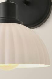 ValueLights Bourton Cream Ribbed Dome Wall Light in Black - thumbnail 4