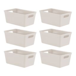 simpa 4L Plastic Studio Organiser Trays with Handles - Set of 6 in Taupe
