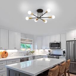 Goeco Sputnik Ceiling Lights 6 Arms Diameter 52cm Chandelier 180° Adjustable in Black - thumbnail 2