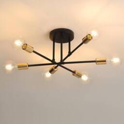 Goeco Sputnik Ceiling Lights 6 Arms Diameter 52cm Chandelier 180° Adjustable in Black - thumbnail 9