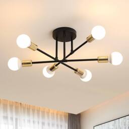 Goeco Sputnik Ceiling Lights 6 Arms Diameter 52cm Chandelier 180° Adjustable in Black - thumbnail 1