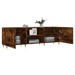 Berkfield Home TV Cabinet Smoked Oak 150x30x50 cm Engineered Wood in Brown - Size: 150 x 30 x 50 cm - thumbnail 4