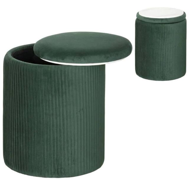 Kelvenix Round Storage Ottoman with Removable Top in Dark Green - Size: 0.6m2 - image 1