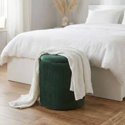 Kelvenix Round Storage Ottoman with Removable Top in Dark Green - Size: 0.6m2 - thumbnail 3