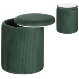 Kelvenix Round Storage Ottoman with Removable Top in Dark Green - Size: 0.6m2 - thumbnail 1