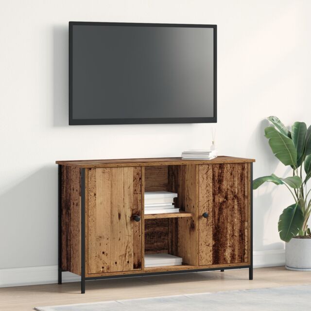 Berkfield Home TV Cabinet Artisan Oak 101x35x65 cm Engineered Wood & Steel in Brown - Size: 101 x 35 x 65 cm - image 1