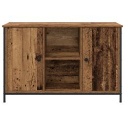 Berkfield Home TV Cabinet Artisan Oak 101x35x65 cm Engineered Wood & Steel in Brown - Size: 101 x 35 x 65 cm - thumbnail 4
