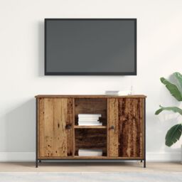 Berkfield Home TV Cabinet Artisan Oak 101x35x65 cm Engineered Wood & Steel in Brown - Size: 101 x 35 x 65 cm - thumbnail 3