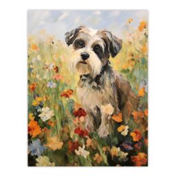 "Artery8 Shih Tzu In Wildflower Field Claude Monet Style Dog Oil Painting Extra Large XL Unframed Wall Art Poster Print - Size: W24"" x H32""" - thumbnail 1
