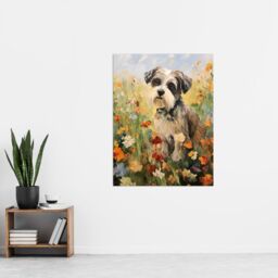 "Artery8 Shih Tzu In Wildflower Field Claude Monet Style Dog Oil Painting Extra Large XL Unframed Wall Art Poster Print - Size: W24"" x H32""" - thumbnail 4