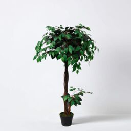 Tradala Trees Lush Artificial Tree Ficus with Real Wood Trunk in Dark Green - Size: 4ft - thumbnail 1