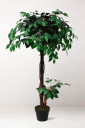 Tradala Trees Lush Artificial Tree Ficus with Real Wood Trunk in Dark Green - Size: 4ft - thumbnail 2