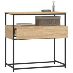 Berkfield Home Console Table Sonoma Oak 75x40x75 cm Engineered Wood in Brown - Size: 75 x 40 x 75 cm - thumbnail 4